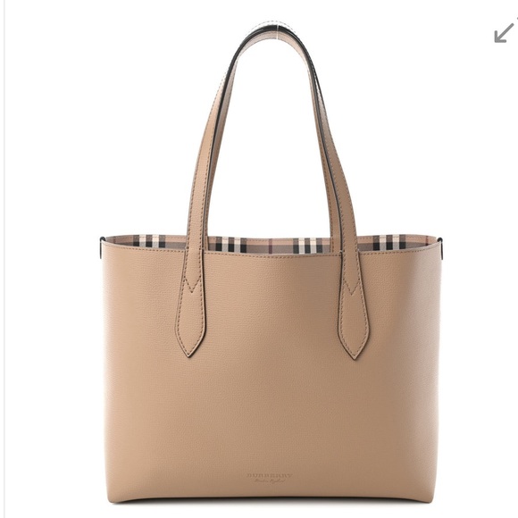 New Authentic Burberry Medium  Grainy Leather Haymarket Check Tote - Picture 1 of 5